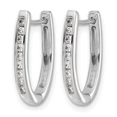 10k White Gold Diamond Oval Hinged Hoop Earrings